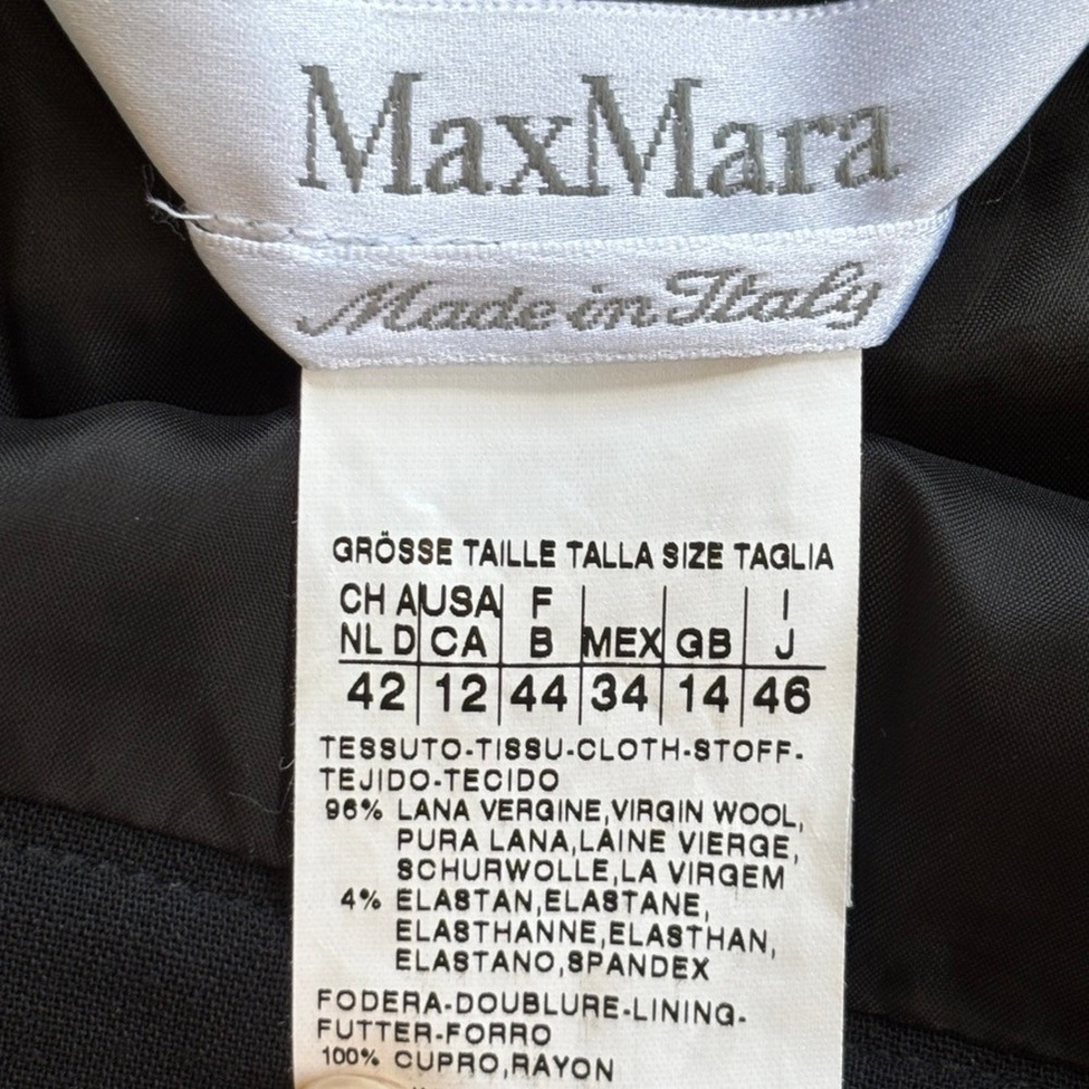 Max Mara Black Virgin Wool Pencil Skirt Made in Italy Size US 12 (IT 46)